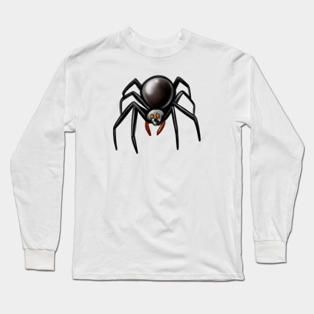 Cute Black Widow Spider Drawing Long Sleeve T-Shirt by Play Zoo